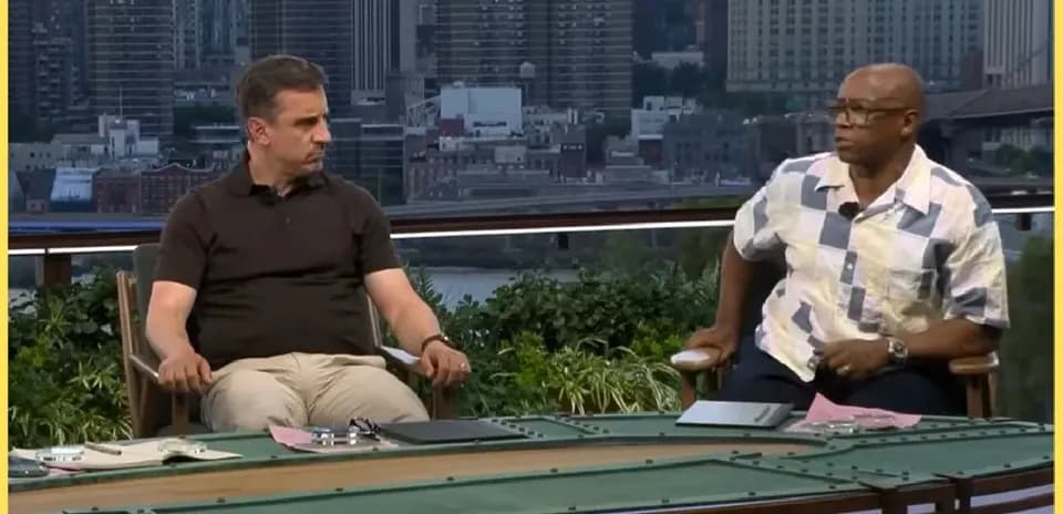 Analysts discussing sports on outdoor set