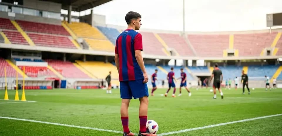 Futbolchi maydonga to'p bilan tayyorlanmoqda
