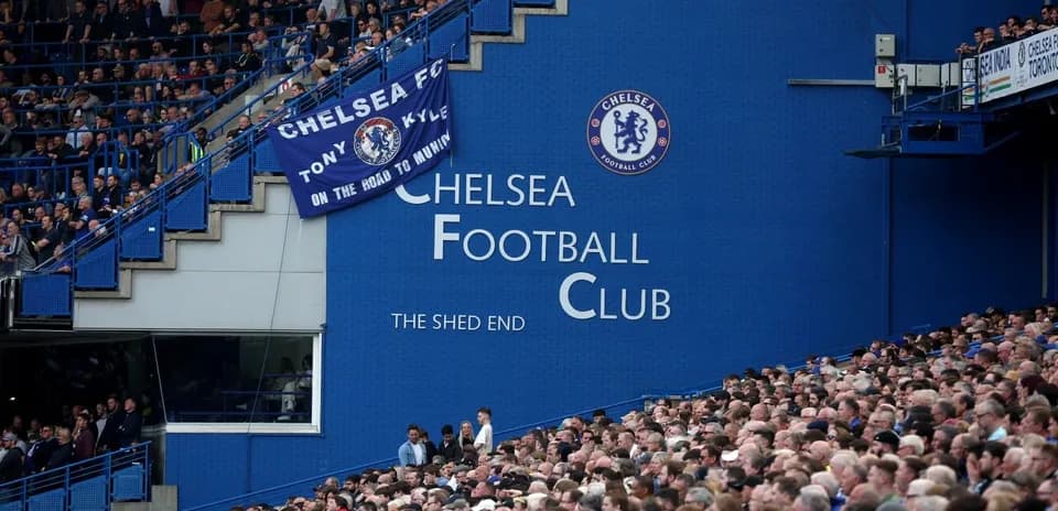 Chelsea FC fans in the stands at Stamford Bridge