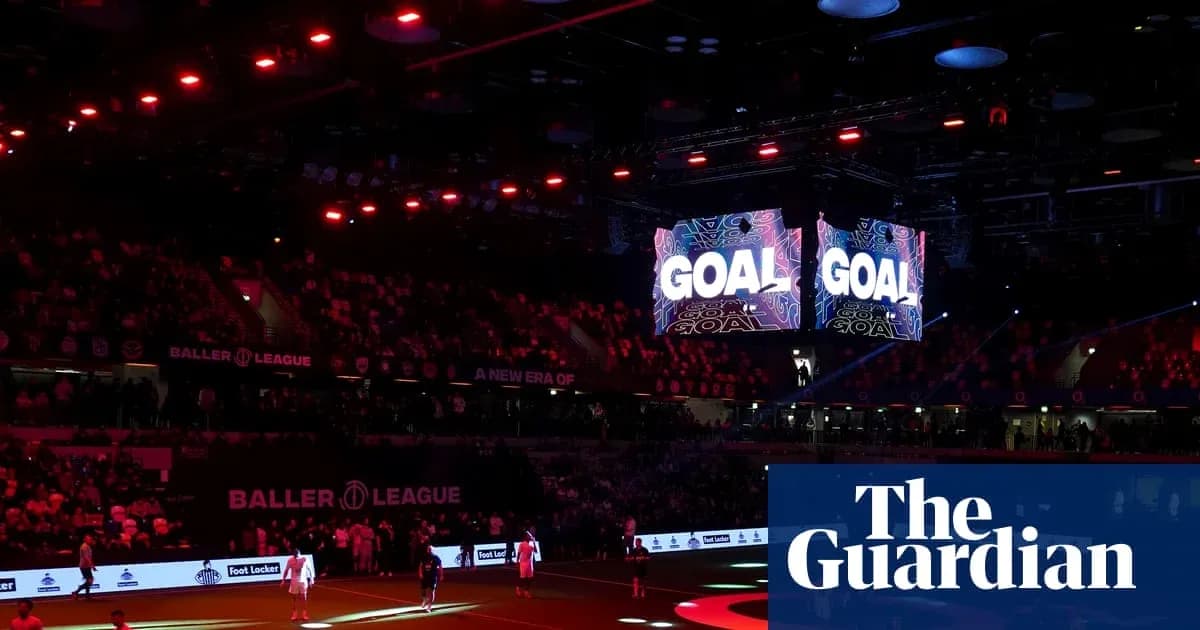 Stadium scene with 'GOAL' display during match