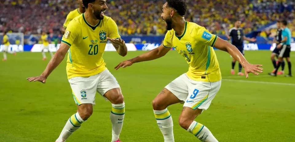 Brazillian players celebrating during a match