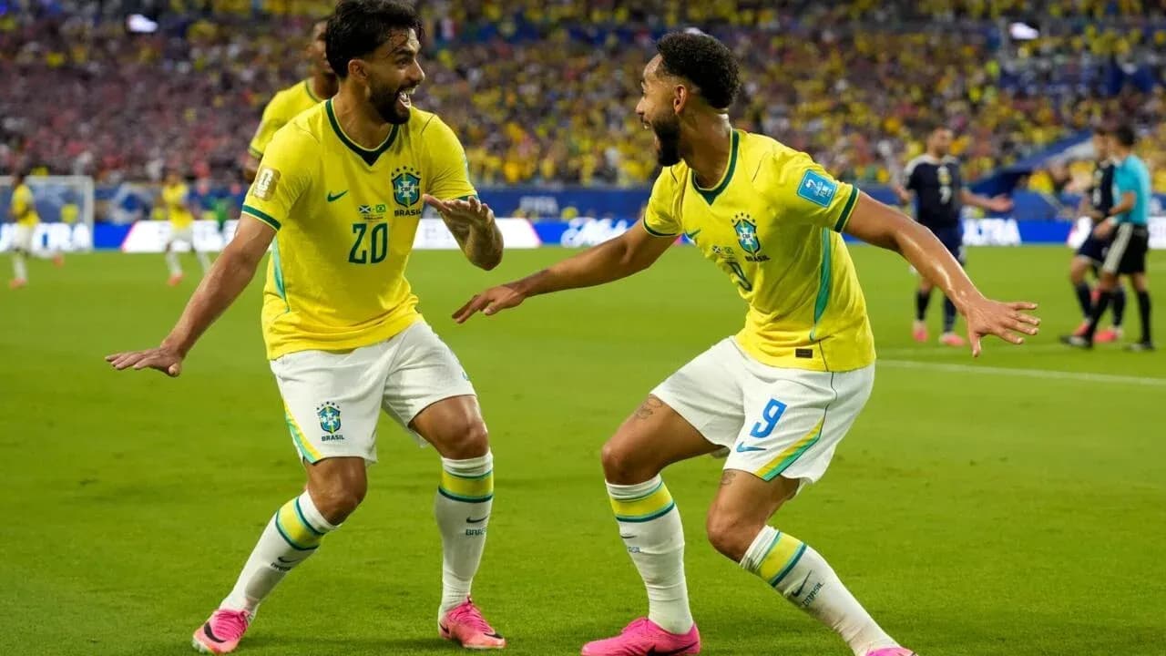 Brazillian players celebrating during a match