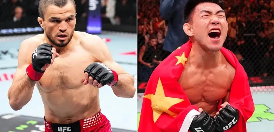 Two fighters preparing for match in UFC octagon