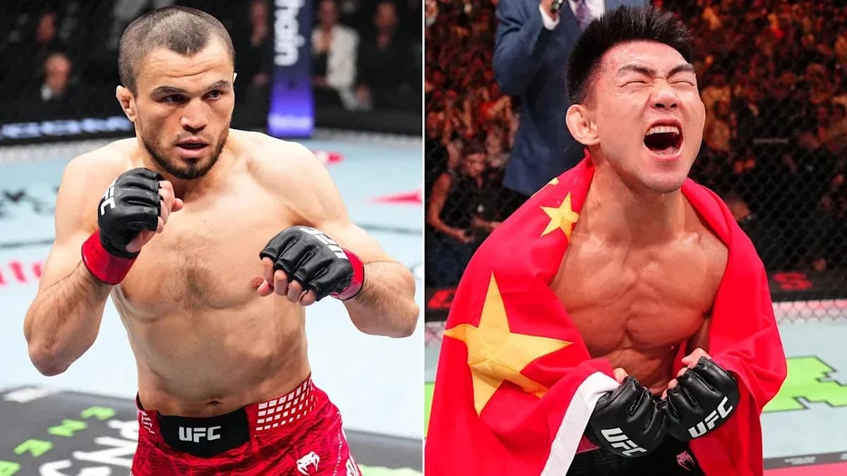 Two fighters preparing for match in UFC octagon