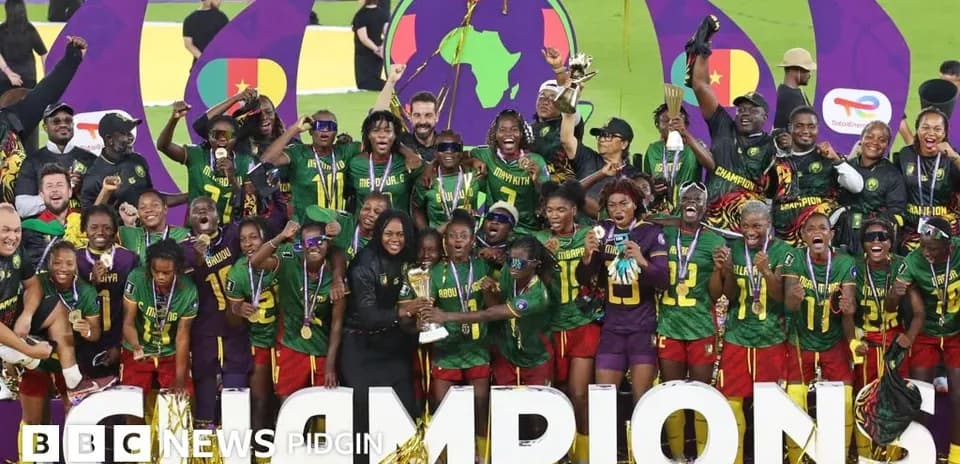 Cameroon women's team celebrating championship victory