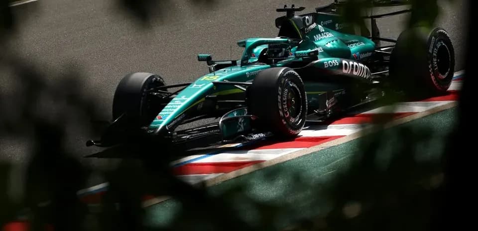 Aston Martin F1 car on track during race