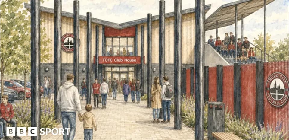 Truro City FC club house entrance illustration