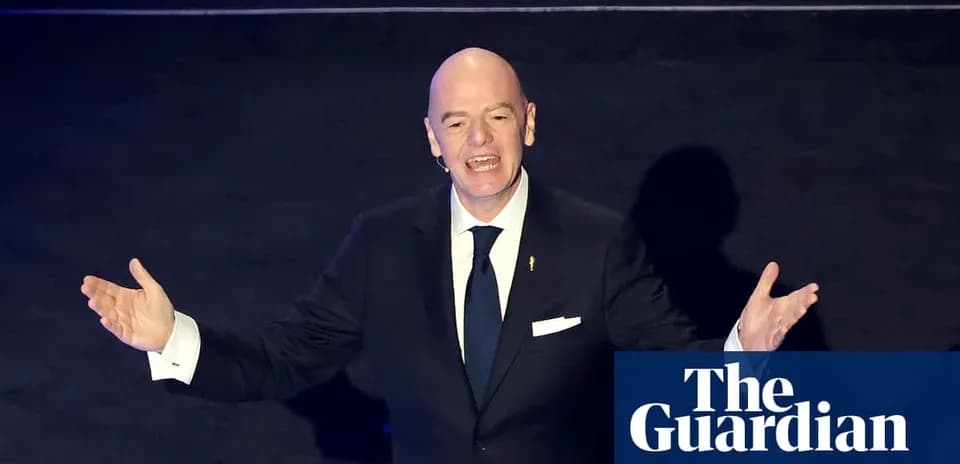 FIFA president speaking at event with open arms