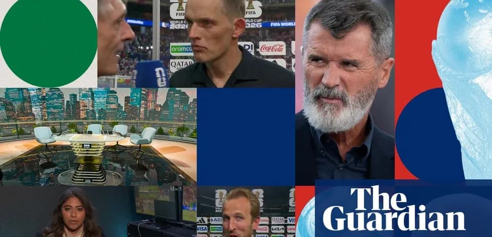 Collage of sports commentary and FIFA World Cup images