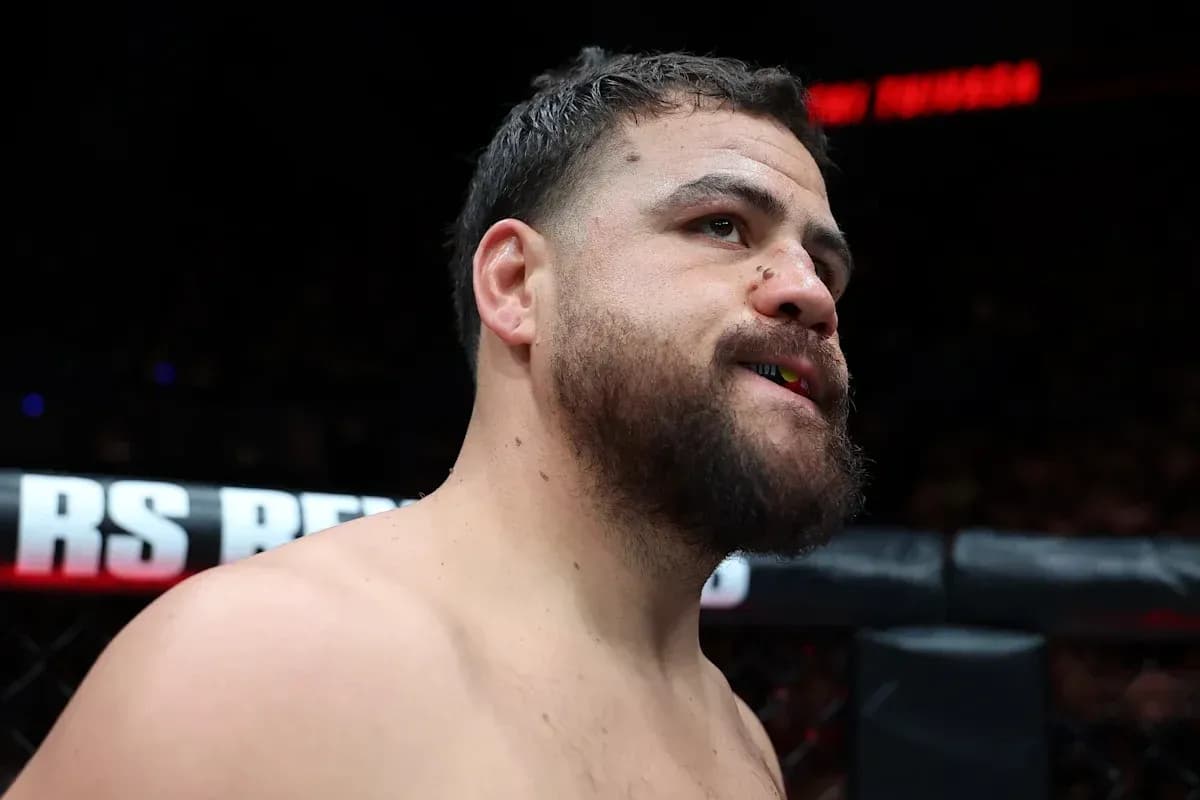 MMA fighter with mouthguard in ring