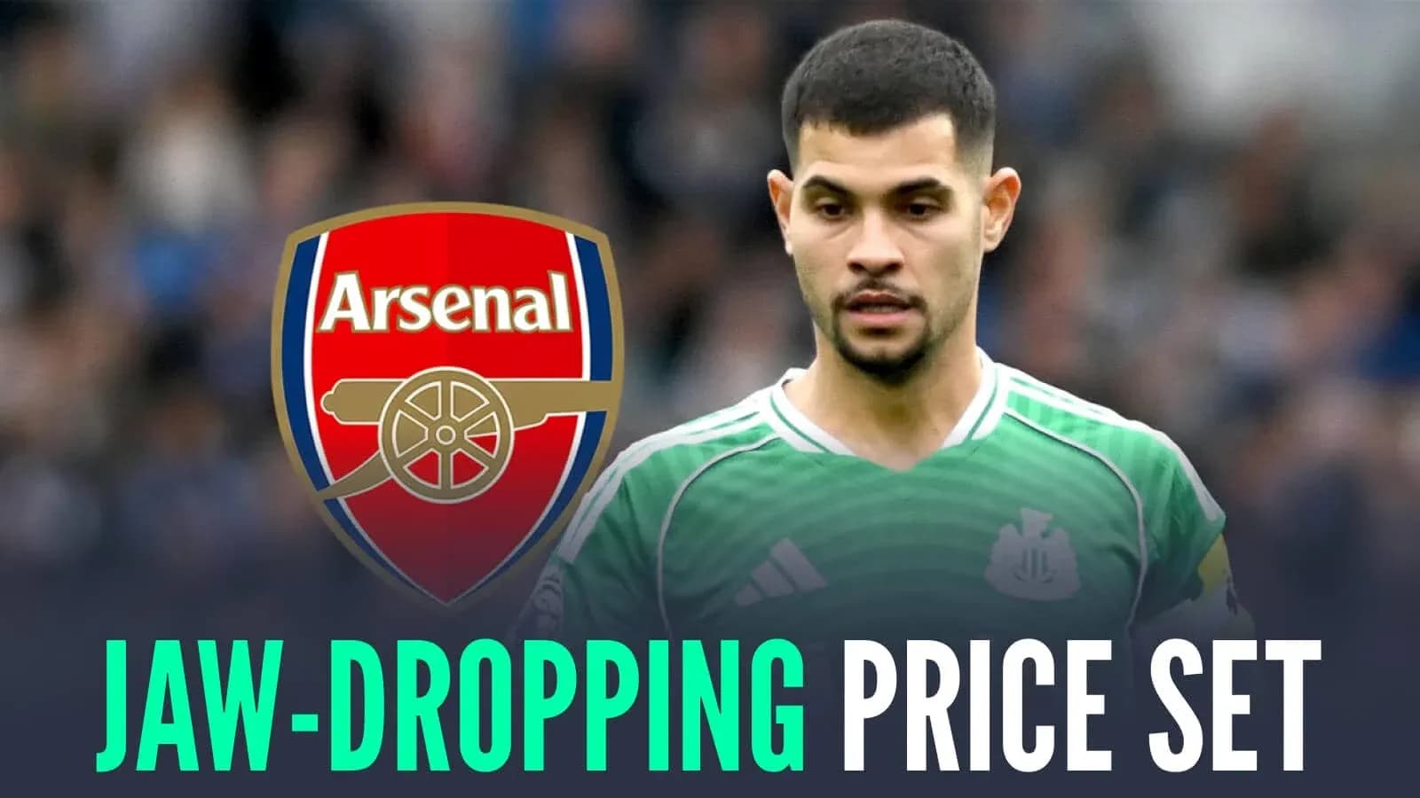Goalkeeper in green kit with Arsenal logo background