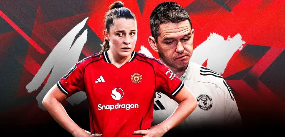 Manchester United player and coach in contrasting poses