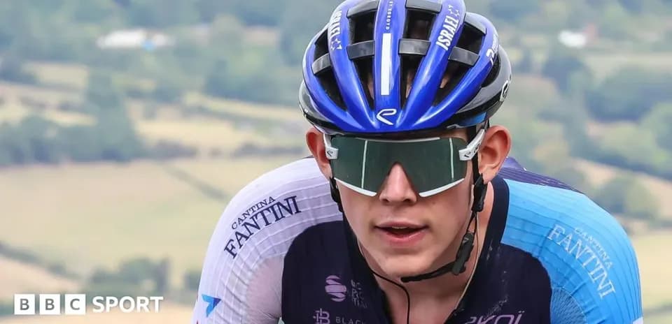 Professional cyclist competing in a race outdoors