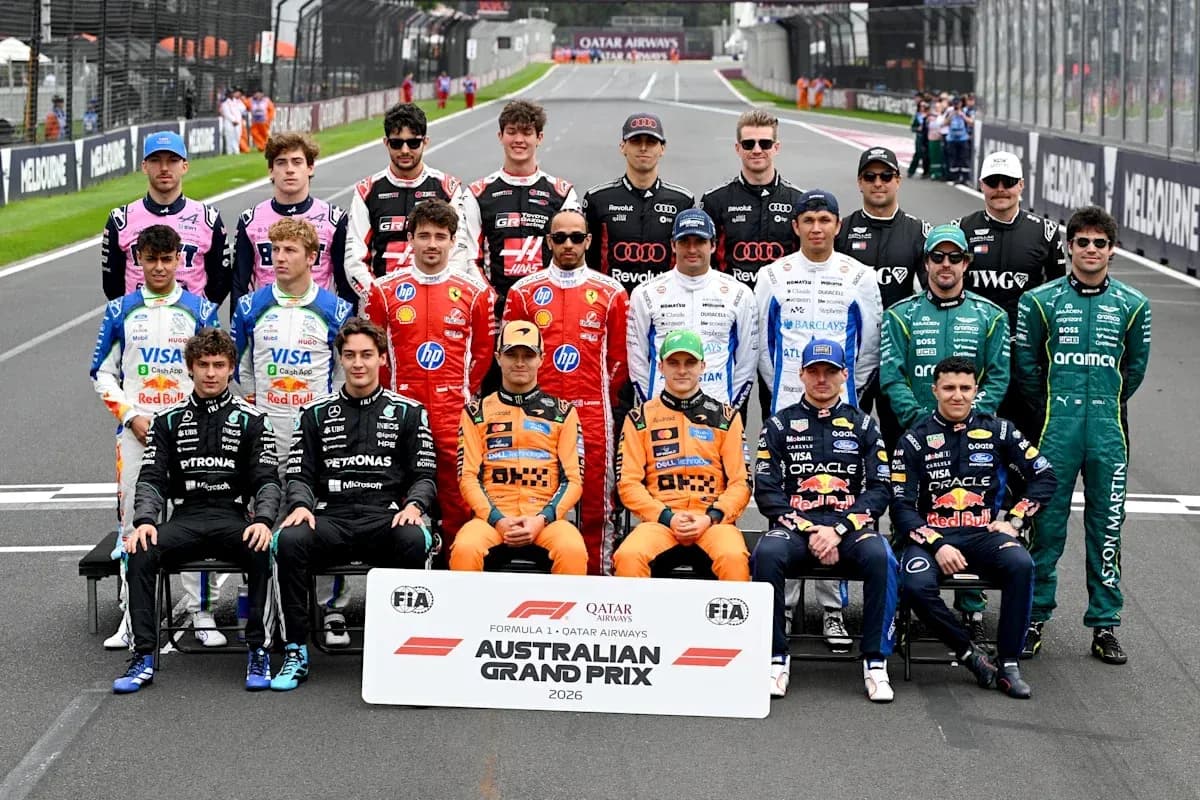 Formula 1 drivers posing before Australian Grand Prix