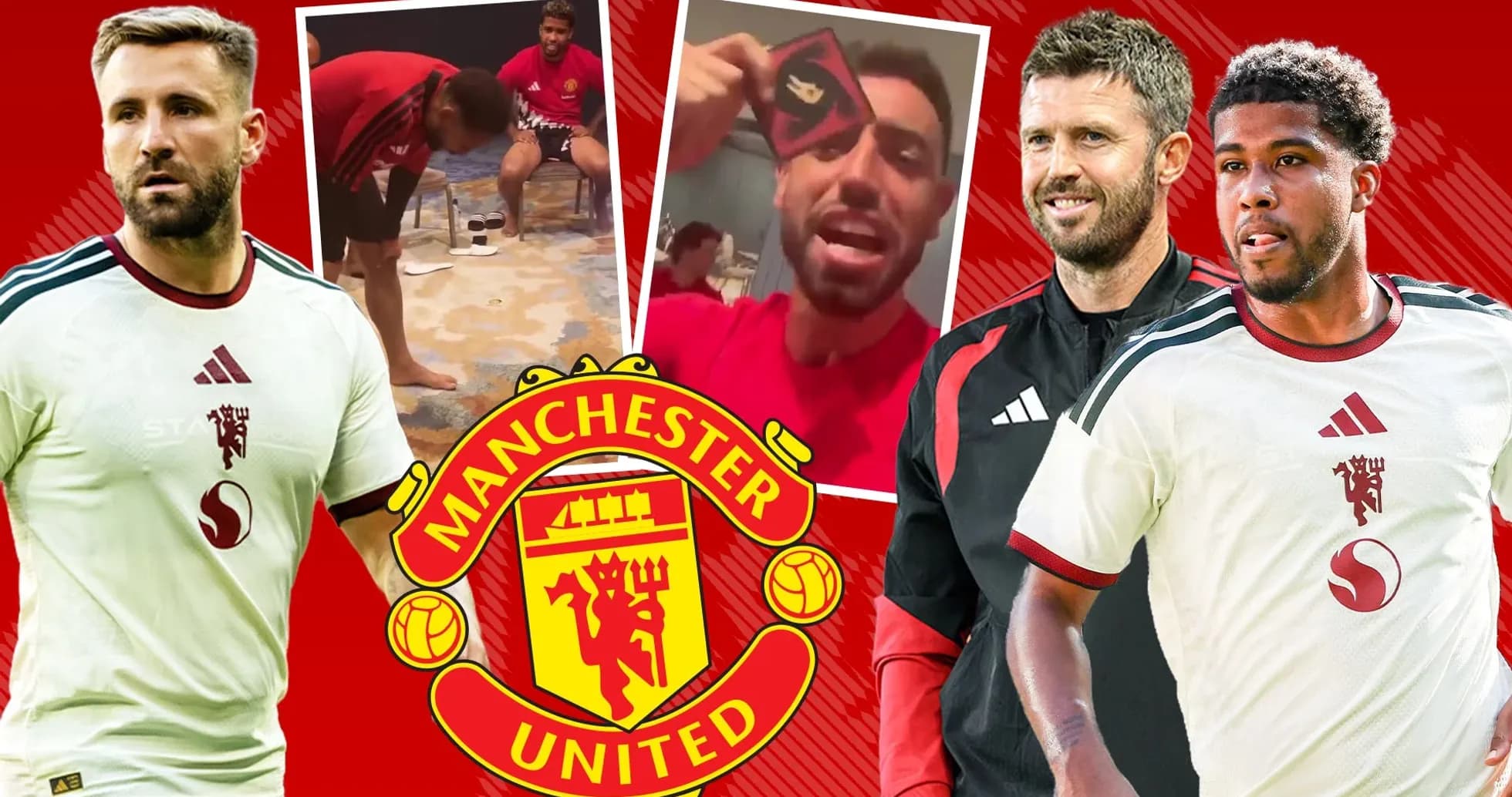 Manchester United players and staff during training session