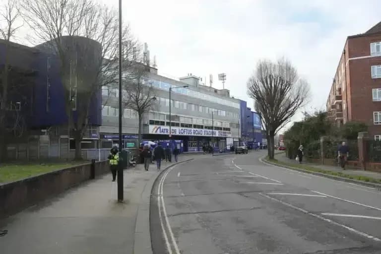Loftus Road Stadium exterior view on street