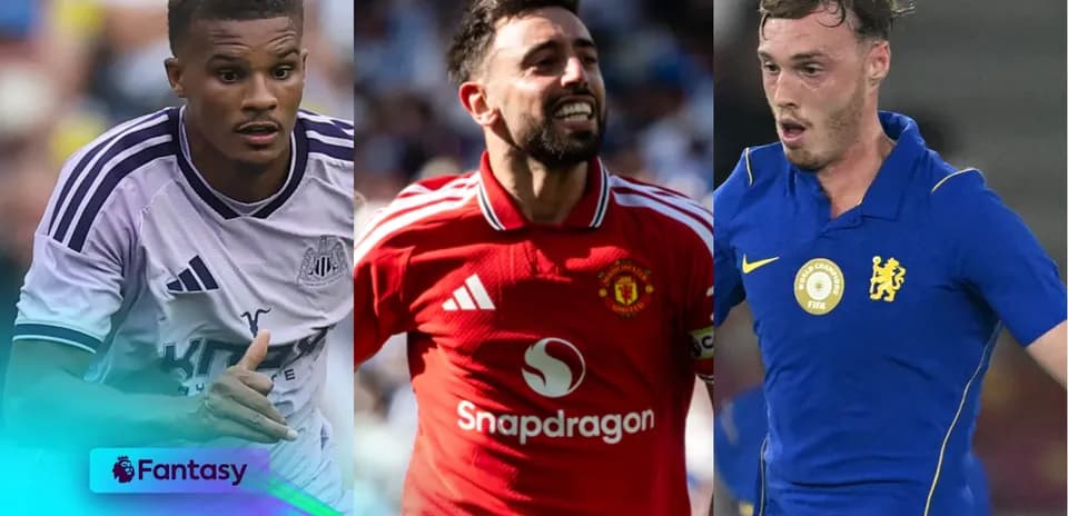 Three football players from different teams in action