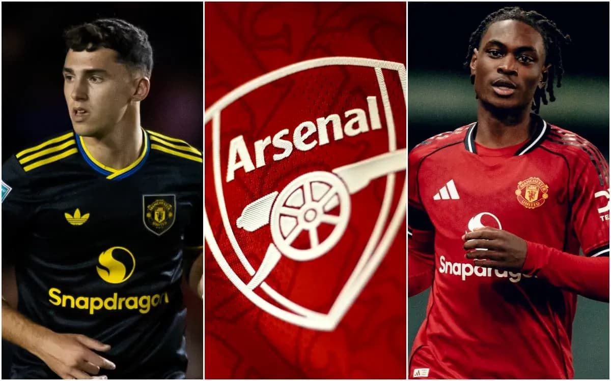 Futbolchilar va Arsenal logotipi ko'rsatilgan