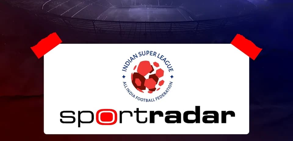 Indian Super League logo with sports venue background