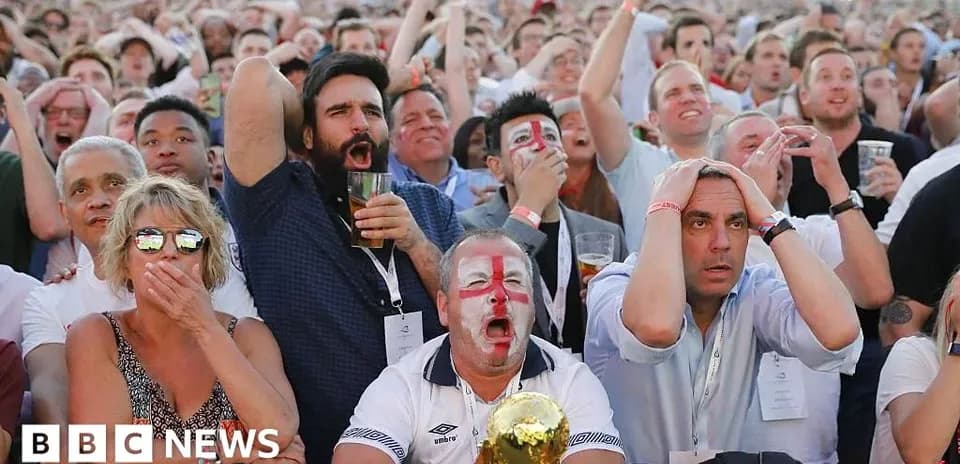 Football fans reacting during a match viewing event