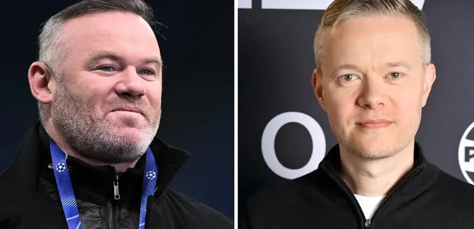 Two men posing for portraits with neutral expressions