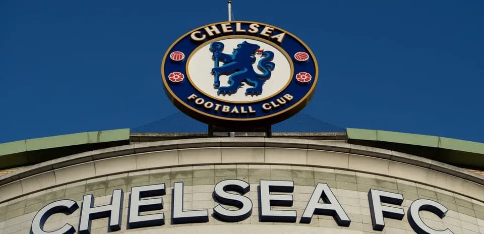 Chelsea FC logo on stadium facade