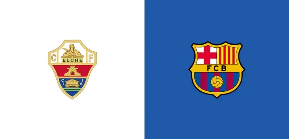 Elche and Barcelona football club logos side by side