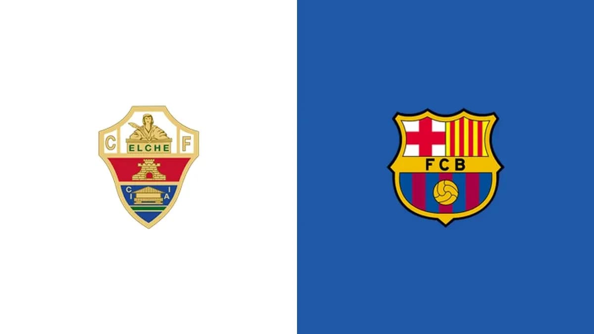 Elche and Barcelona football club logos side by side