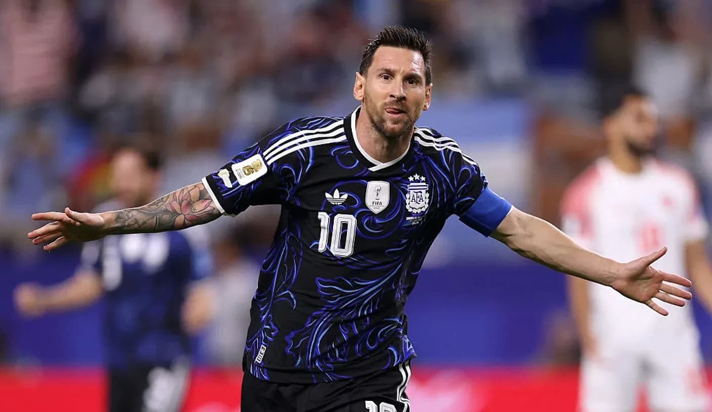 Lionel Messi celebrating a goal during match Lionel Messi celebrating a goal during match