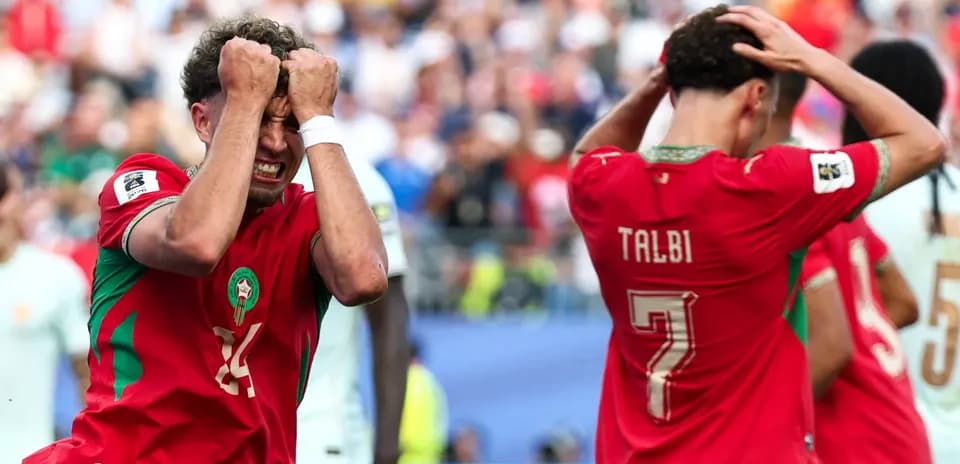 Moroccan players reacting during a match