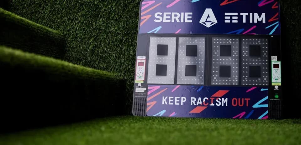 Serie A scoreboard with 'Keep Racism Out' message