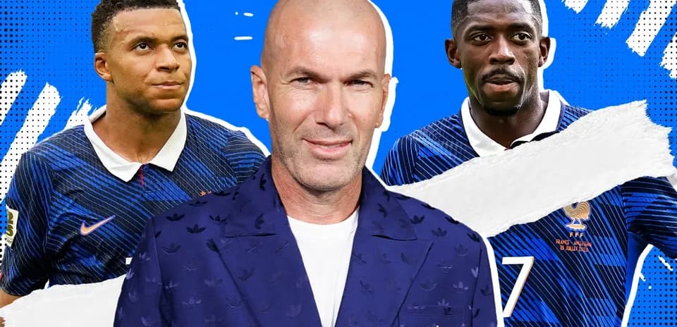 Zinédine Zidane with Kylian Mbappé and Ousmane Dembélé