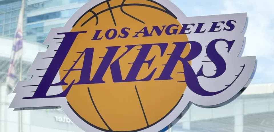 Los Angeles Lakers logo displayed on window
