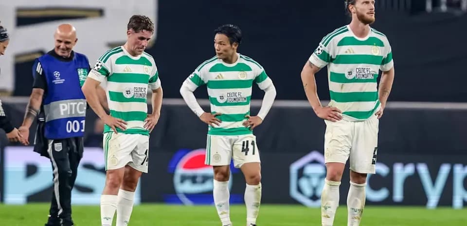 Celtic players reacting after a match loss