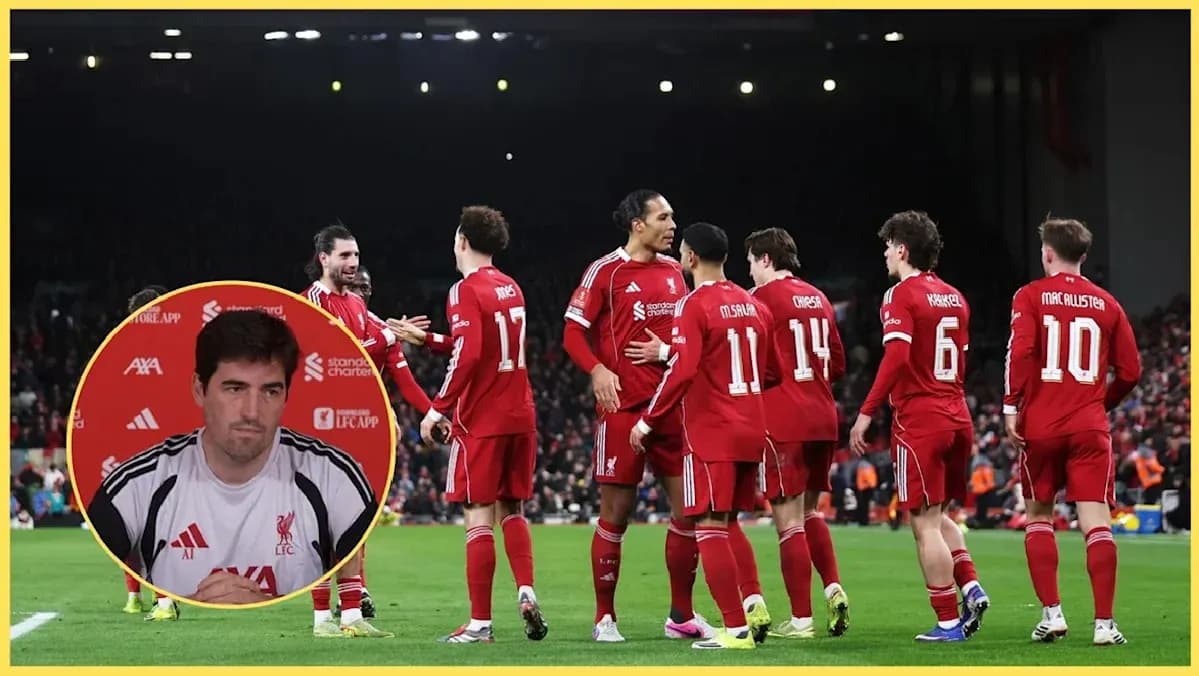 Liverpool players celebrating a goal on the pitch