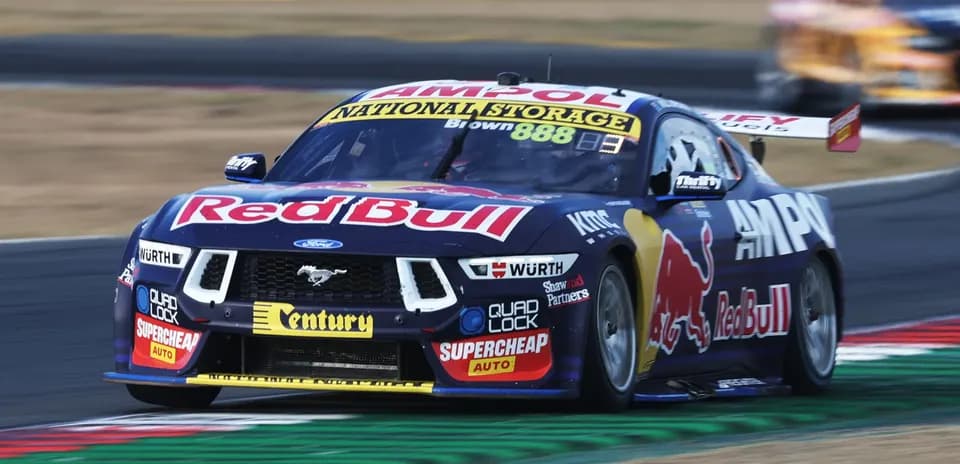 Red Bull Ford racing car on track during competition