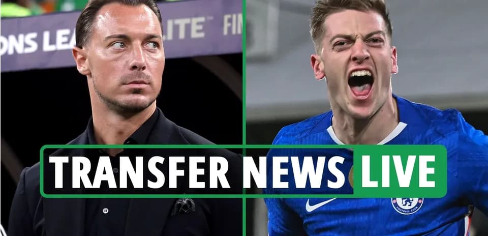Transfer news graphic featuring two football players
