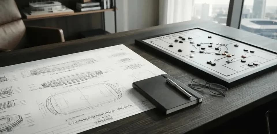 Taktik taxtasi va stadion rejasi ustida