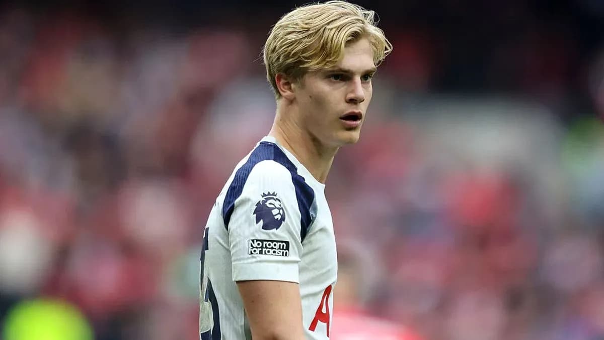 Futbolchi maydonda harakatda, Tottenham formasi kiygan