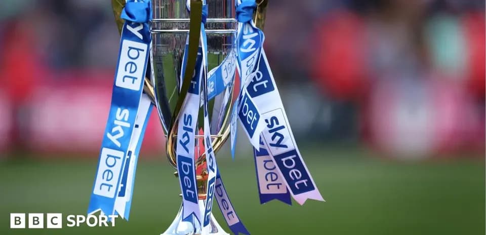Sky Bet trophy on display at the stadium