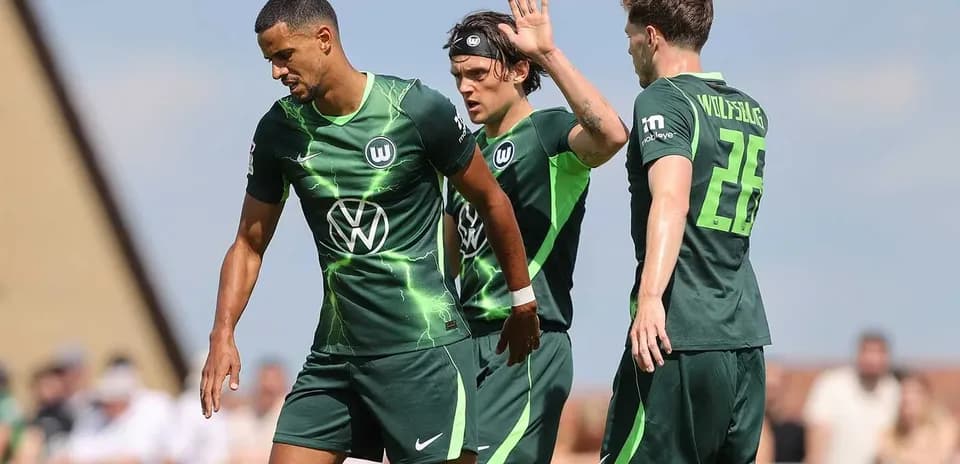 Wolfsburg players during training session on field