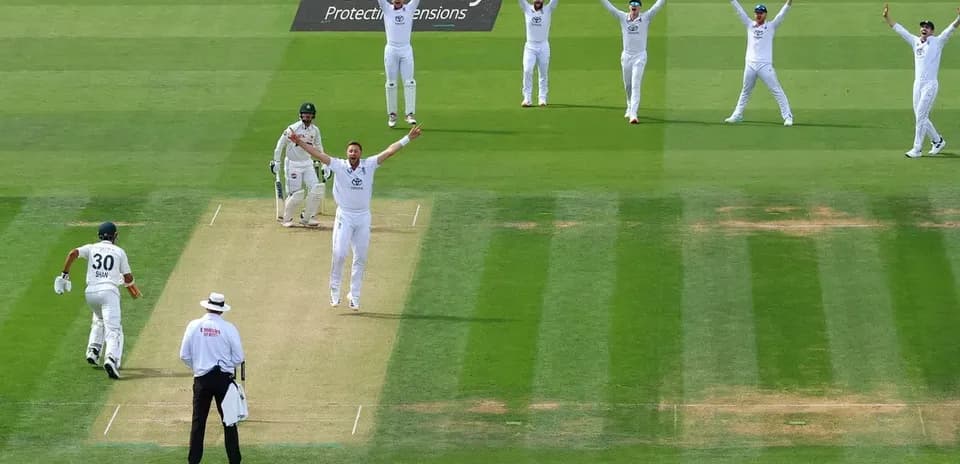 Bowler appeals for wicket during cricket match