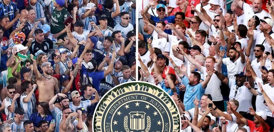 Argentina and England fans cheering during a match