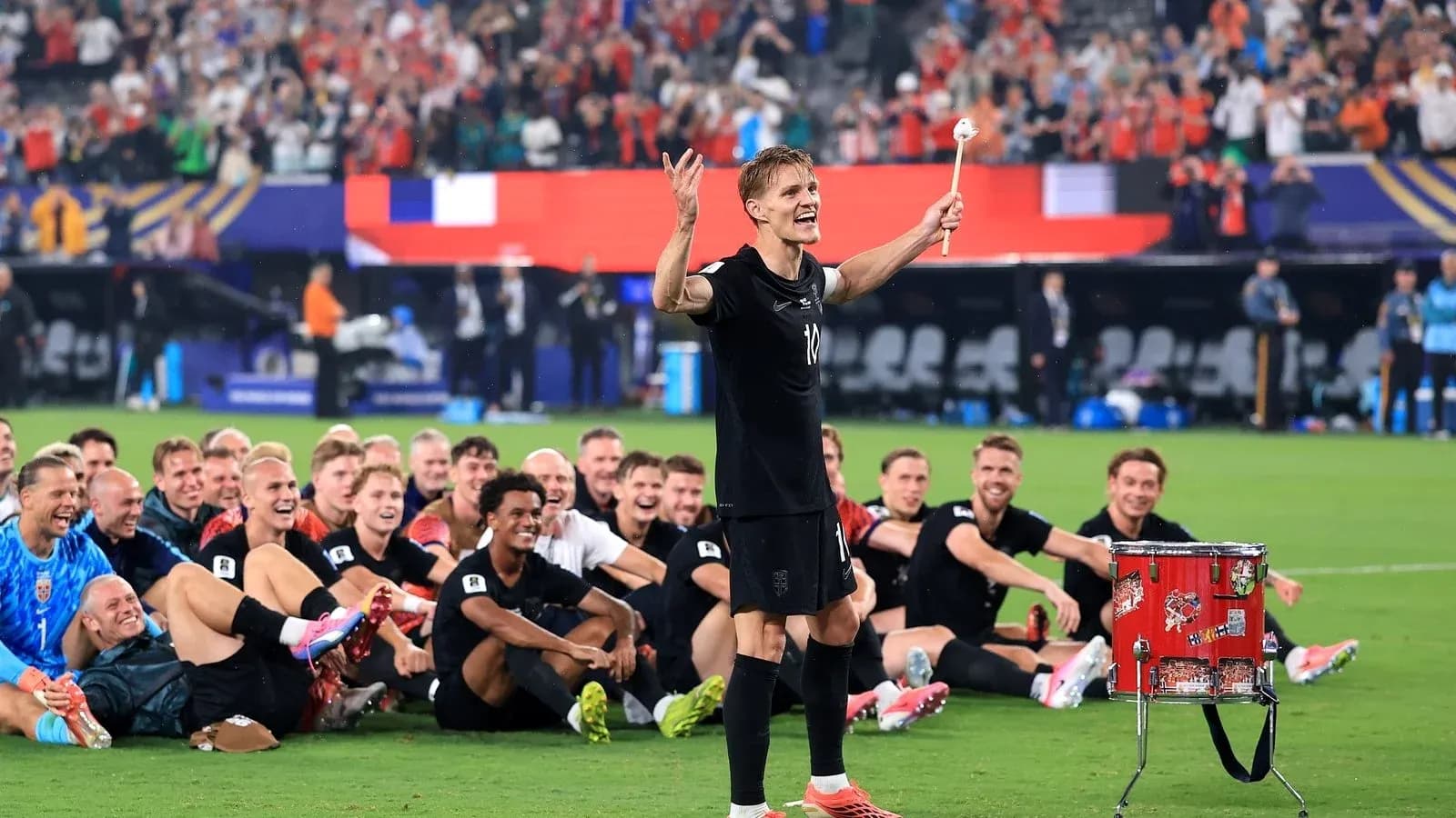 Player celebrating with teammates after a match