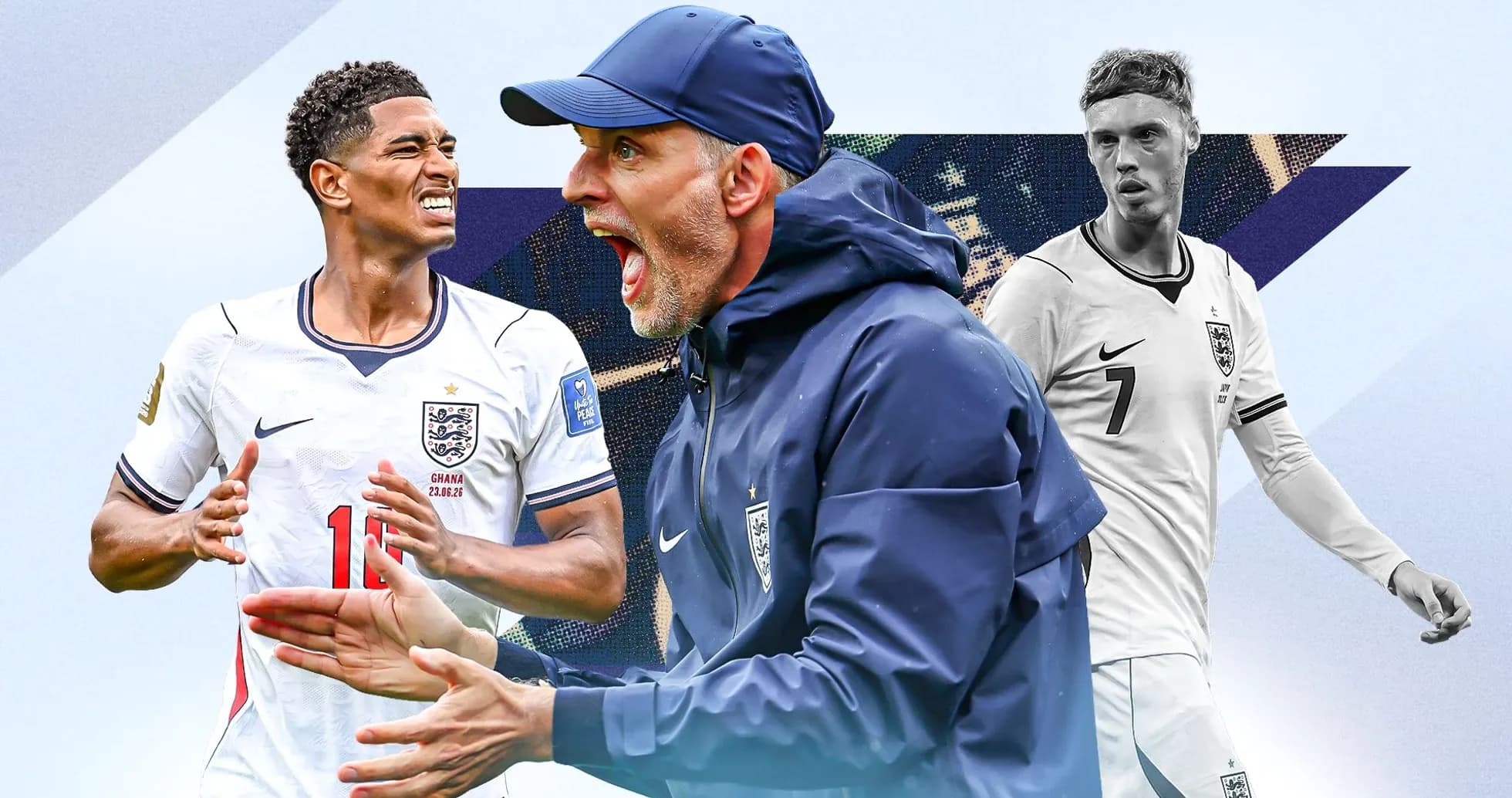 Three football players in England kits during match Three football players in England kits during match