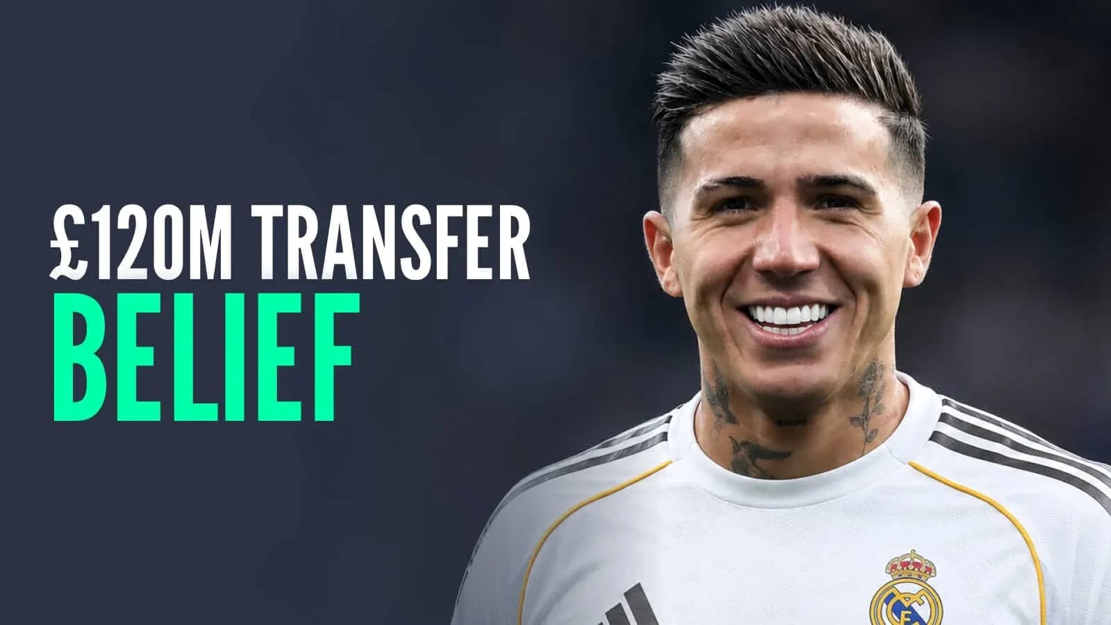 Futbolchi Real Madrid formasi bilan tabassum qilmoqda Futbolchi Real Madrid formasi bilan tabassum qilmoqda