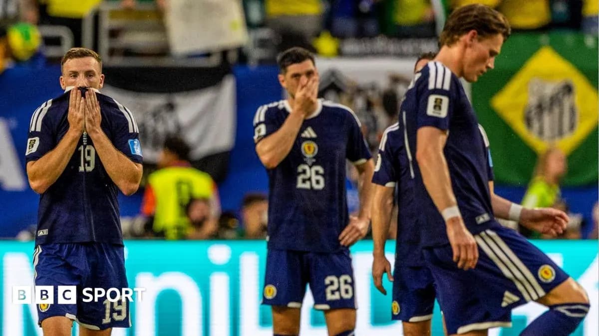Scotland players reacting after a disappointing match Scotland players reacting after a disappointing match