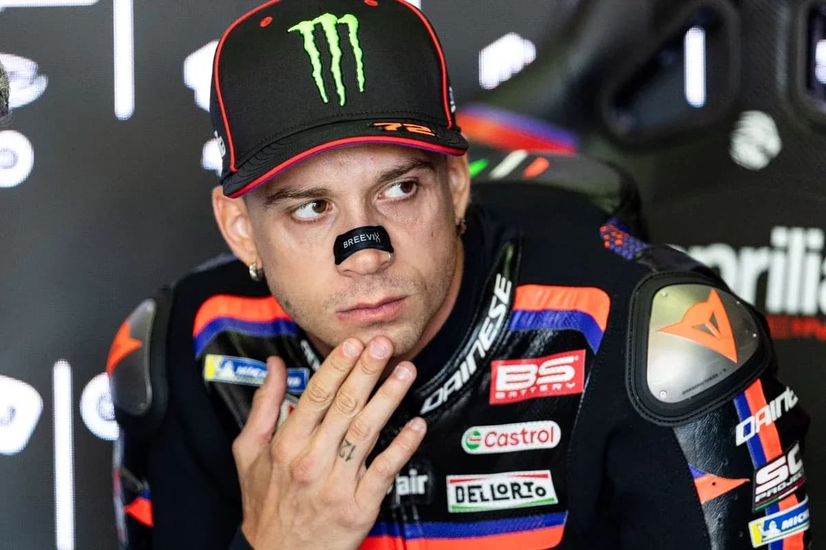 Rider with a nose strip during press conference Rider with a nose strip during press conference