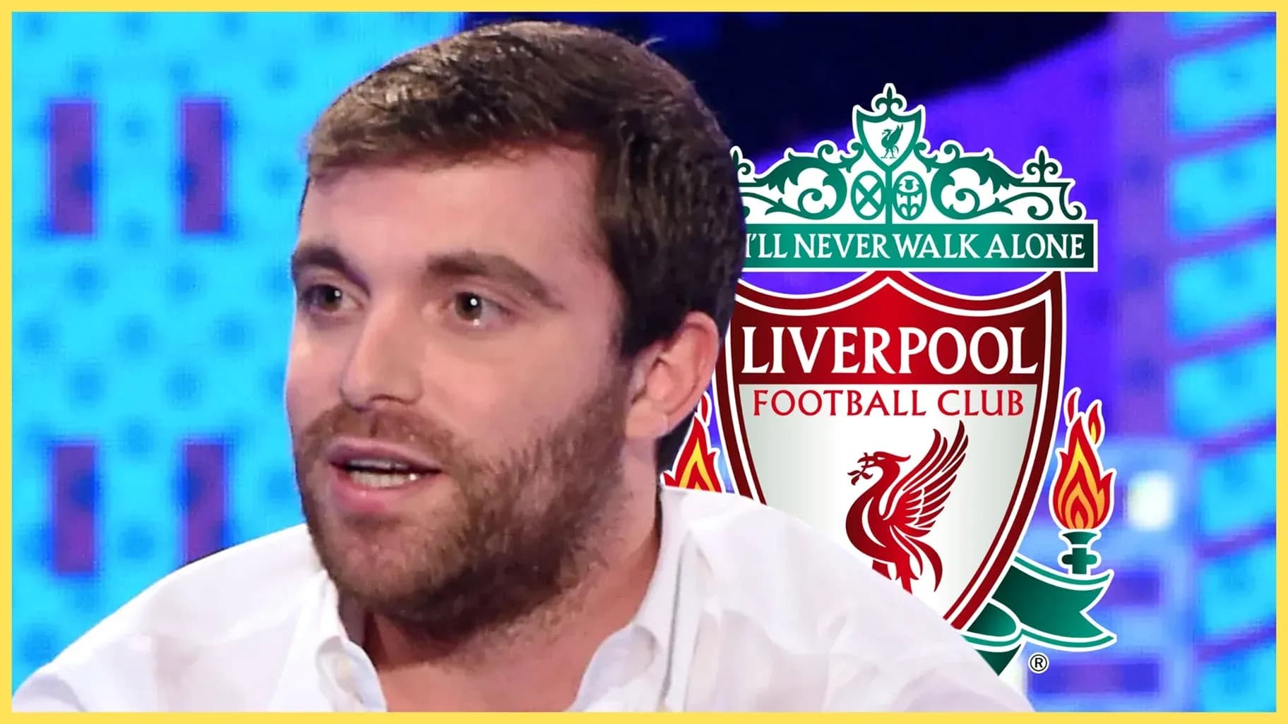 Shaxsiy intervyuda Liverpool futbol klubi logotipi Shaxsiy intervyuda Liverpool futbol klubi logotipi