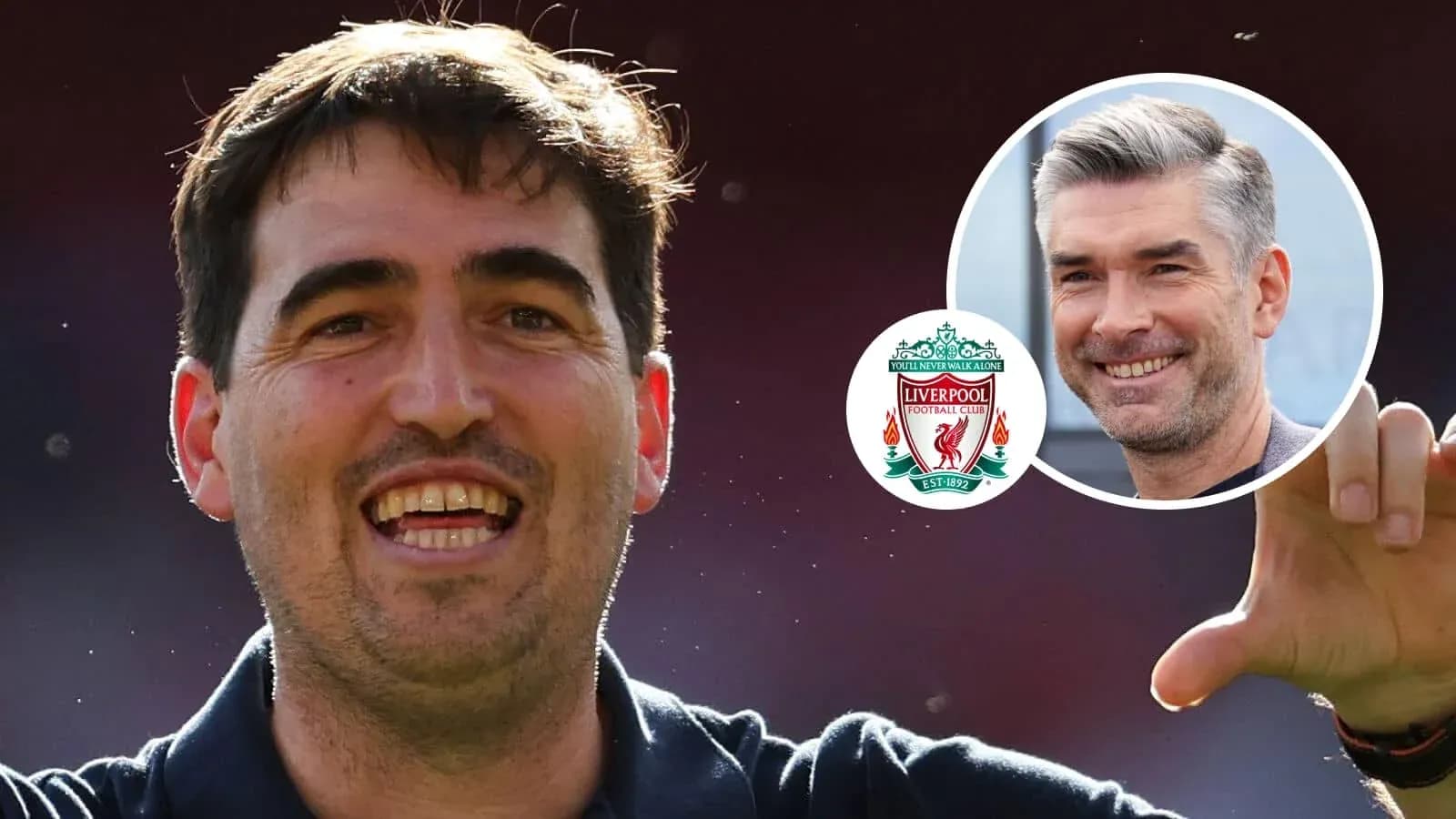 Coach celebrating during a match with Liverpool logo Coach celebrating during a match with Liverpool logo